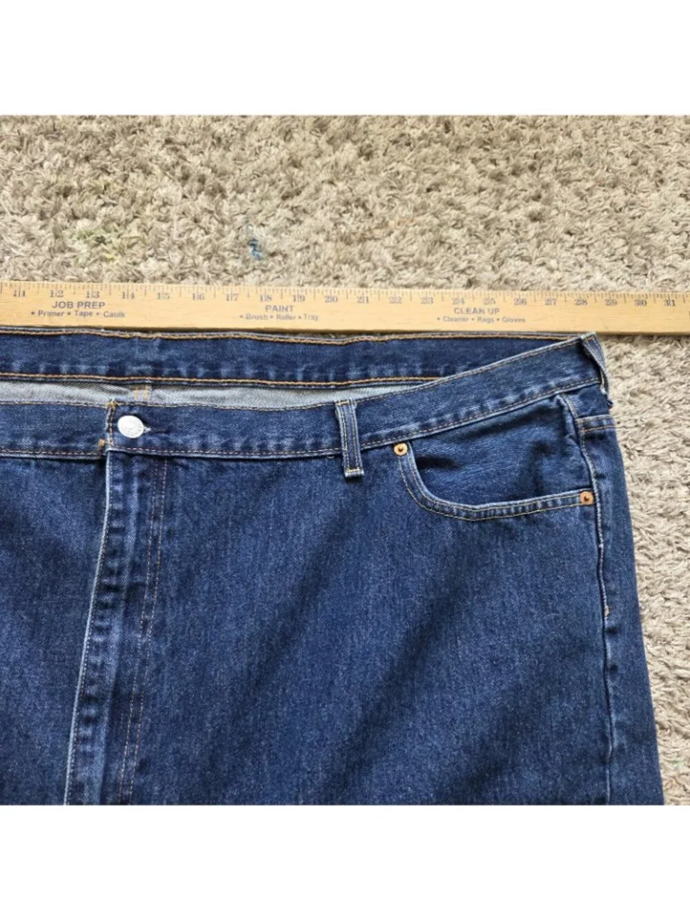 Levis Jeans Mens 56x27 Tag 56x30 Relaxed Denim Blue 550 Dark Wash Heemed*